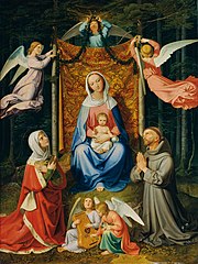 Joseph von Fuhrich - Waldesruhe (Madonna mit Kind, hl. Adelheid und hl. Franziskus) ("Madonna with Child, Saint Adelaide of Burgundy, Saint Francis of Assisi") - 1514 - Osterreichische Galerie Belvedere. Joseph von Fuhrich - Waldesruhe (Madonna mit Kind, hl. Adelheid und hl. Franziskus) - 1514 - Osterreichische Galerie Belvedere.jpg