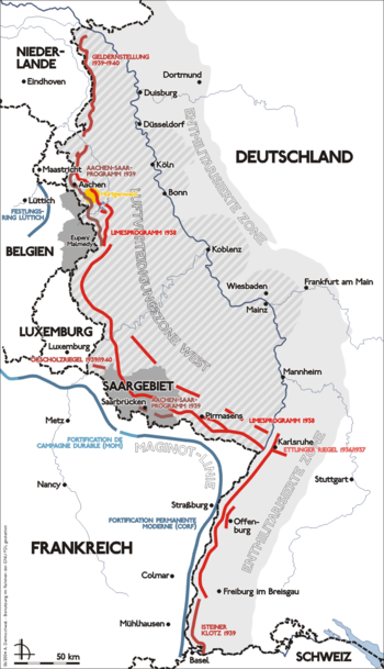 Map of the Siegfried line.