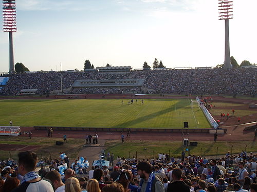 Russian Premier League match between Zenit and Dynamo (the last Zenit match at the Kirov Stadium, stadium had been already partially demolished.)