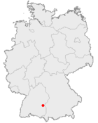 Mapa da Alemanha, posição de Neu-Ulm acentuada