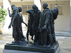 Kunsthaus Basel. Skúlptúrhópur Les Bourgeois de Calais (1884–1889) eftir August Rodin (1840–1917)