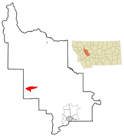 Lewis y el condado de Clark Áreas incorporadas y no incorporadas de Montana Lincoln Highlights.svg