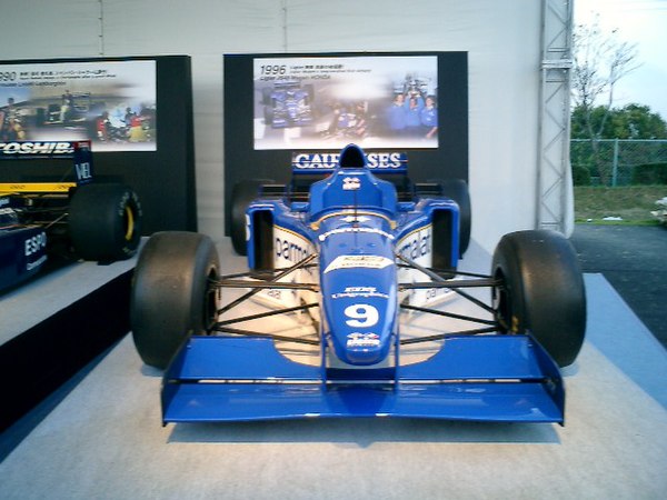 JS43 of the type driven by Olivier Panis at the 1996 Monaco Grand Prix, on display.
