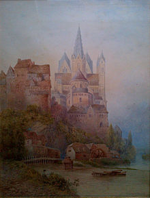 Limburg Cathedral and castle painted by Lewis Pinhorn Wood, when the cathedral was grey Limburg an der Lahn (undated) by Lewis Pinhorn Wood.jpg