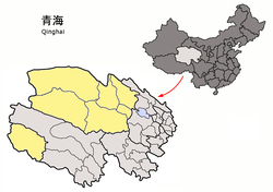 青海省中の海西モンゴル族チベット族自治州の位置