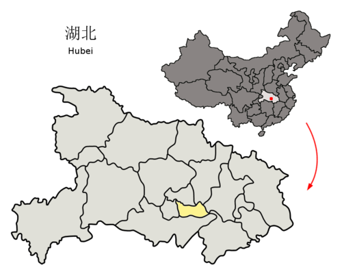 Location of Xiantao City jurisdiction in Hubei