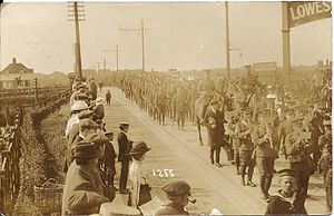 Lowestoft station and marching band.jpg