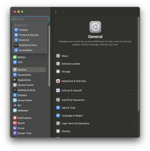 MacOS System Settings Screenshot on macOS Sequoia Version 15.0 Beta