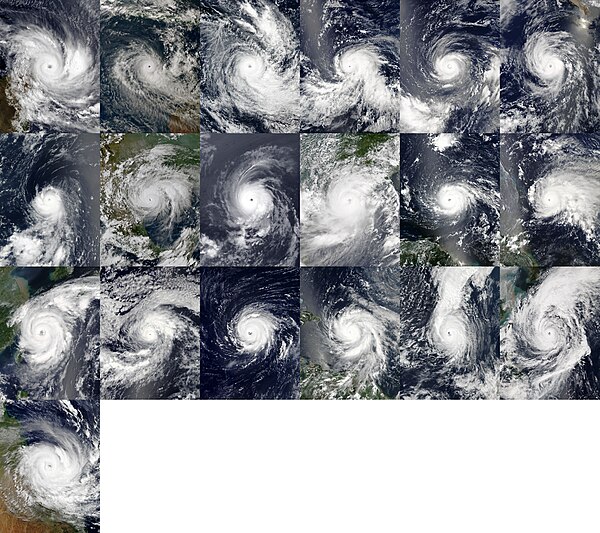 Taken by various of satellites throughout 2017, these are the 19 tropical cyclones that reached at least Category 3 on the Saffir-Simpson scale during