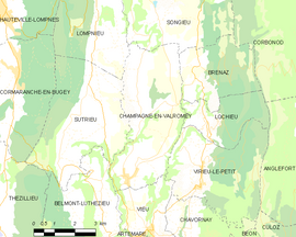 Mapa obce Champagne-en-Valromey