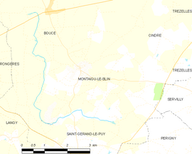 Mapa obce Montaigu-le-Blin