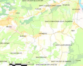 Mapa obce Chomérac