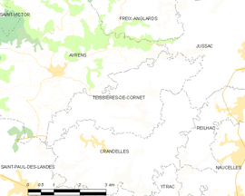 Mapa obce Teissières-de-Cornet