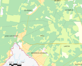 Mapa obce Arès