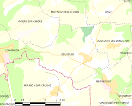 Mapa obce Beuveille