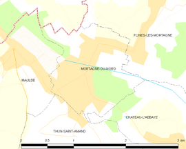 Mapa obce Mortagne-du-Nord