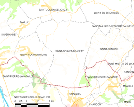 Mapa obce Saint-Bonnet-de-Cray