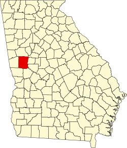 Kart over Meriwether County i Georgia
