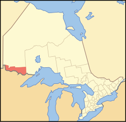 Ubicación del distrito de Rainy River en Ontario