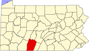 Map of Pennsylvania highlighting Bedford County.svg