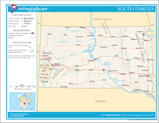 Etelä-Dakotan kartta (iso kartta).