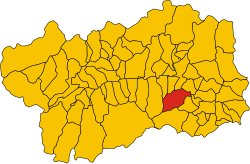 Location of the comune within the Aosta Valley