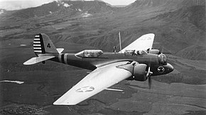 オアフ島上空を飛行するB-10B-MA (第23爆撃飛行隊所属、1941年撮影)