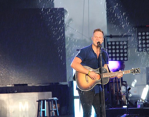 Matthew West playing in the rain at Lifest 2014