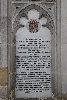 Memorial to Henry Miers Elliot in Winchester Cathedral.jpg
