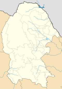 Mapa konturowa Coahuili, na dole po lewej znajduje się punkt z opisem „Torreón”