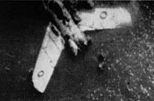 Photograph of the Mikoyan-Gurevich MiG-15 fighter that was recovered off Hanchon. MiG-15 wreck salvaged by UN forces Korea 1951.jpg