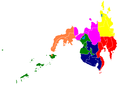 A color-coded map of Mindanao by regions