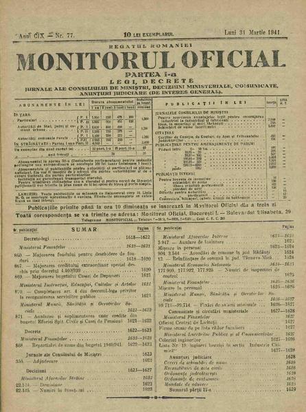 File:Monitorul Oficial al României. Partea 1 1941-03-31, nr. 77.pdf