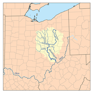 The Licking River within the Muskingum River basin