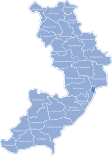 Raions of Odesa Oblast as of June 2020. The city of Odesa is shown in dark blue. Odesa rayons.svg