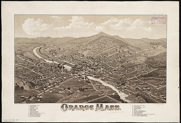 Print of Orange by L.R Burleigh from 1883 with list of sights