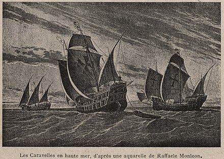 « Les caravelles en haute mer », extrait du livre Christophe Colomb vu par un marin.