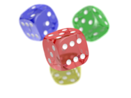 Colored dice with white background