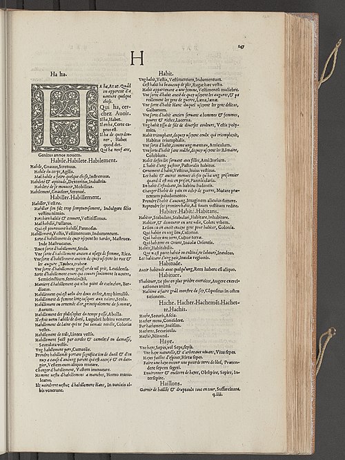 Page from Robert Estienne's 1549 Dictionaire françoislatin