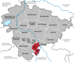 Läget för staden Pattensen i Region Hannover