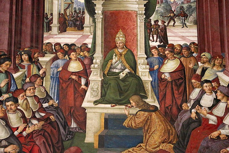 File:Pinturicchio, liberia piccolomini, 1502-07 circa, Enea Silvio fa atto di sottomissione a Eugenio IV 04.JPG