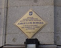 Gedenkplatz in Madrid zu Ehren von Jorge Luis Borges