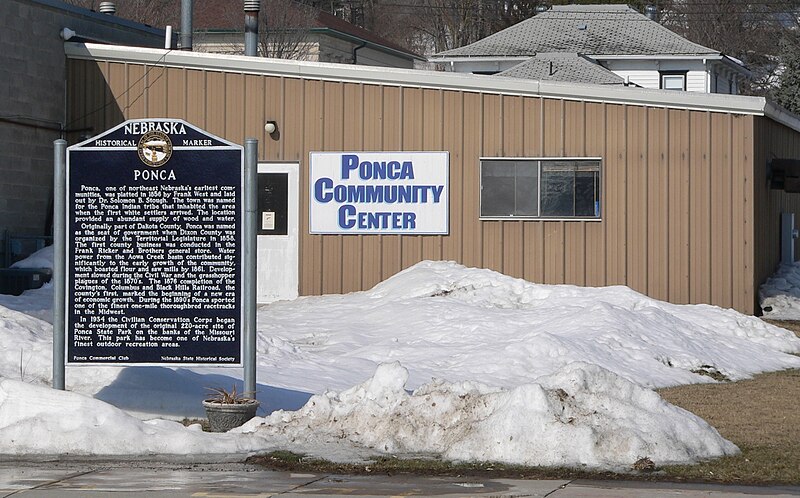 File:Ponca Community Center and historic marker.JPG