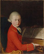 W. A. Mozart im Alter von 13 Jahren in Verona 1770, an einem Instrument des venezianischen Cembalobauers Celestini (Quelle: Wikimedia)