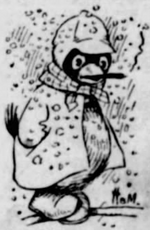 First Weatherbird appearance, February 11, 1901, drawn by Harry B. Martin Post-Dispatch Weatherbiird, first appearance.png