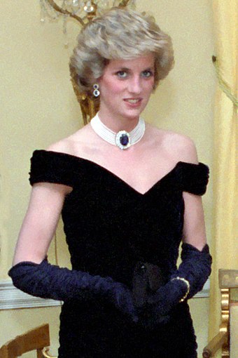 The Princess of Wales wearing the Travolta dress, one of her most famous ensembles, in 1985