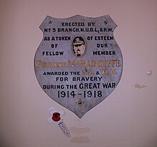 Memorial in Liverpool Town Hall Private Wm Radcliffe VC, Liverpool, 16 April 2013.jpg