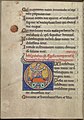 page 062v - Psalm 38, Dixi custodiam vias meas, ut non delinquam in lingua mea, man on a roof (David?) with a banner