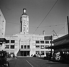 The Portland Public Market, in downtown, operated from 1933 to 1942. This view is looking east on Yamhill Street at Front St. (now Naito Parkway). Public market July 1936 - Portland Oregon.jpg