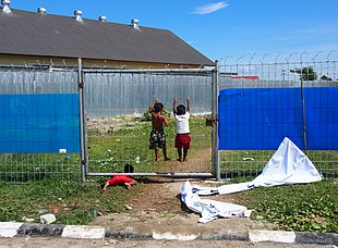 Rohingya refugee camp in Aceh, Indonesia in 2015 Rohingya refugees in Aceh, VOA.jpg